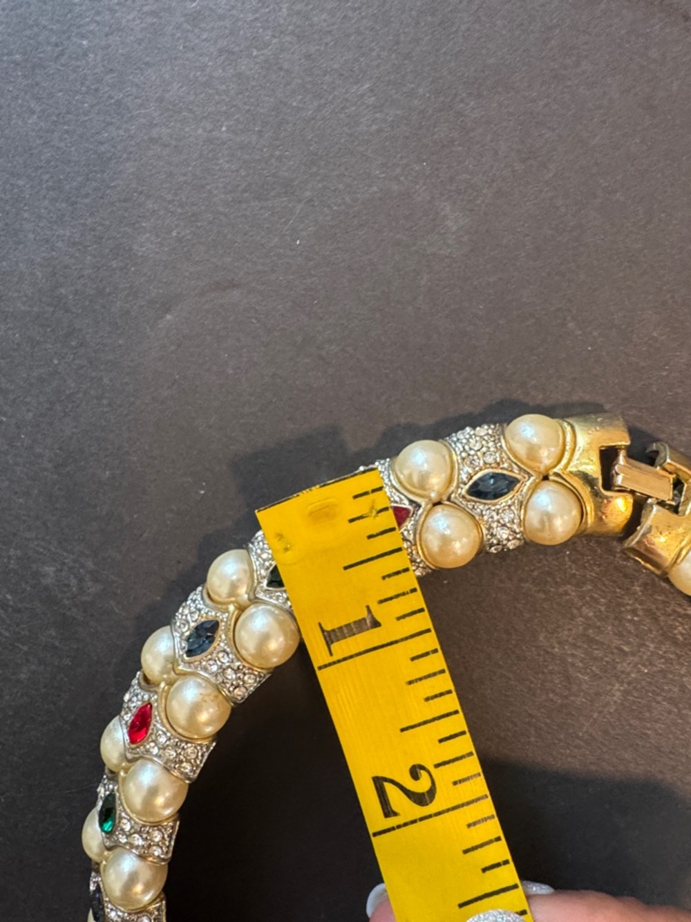 Vintage Landau Jeweled Gold Choker Style Necklace - Picture 16 of 17